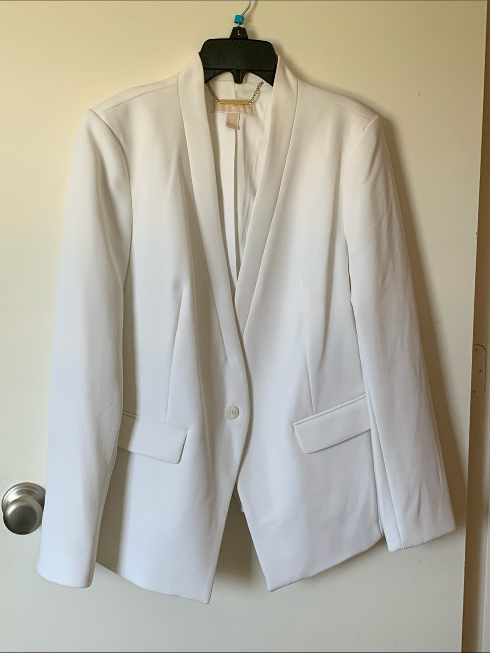 MICHAEL Michael Kors White Single-Button Shawl Collar Blazer